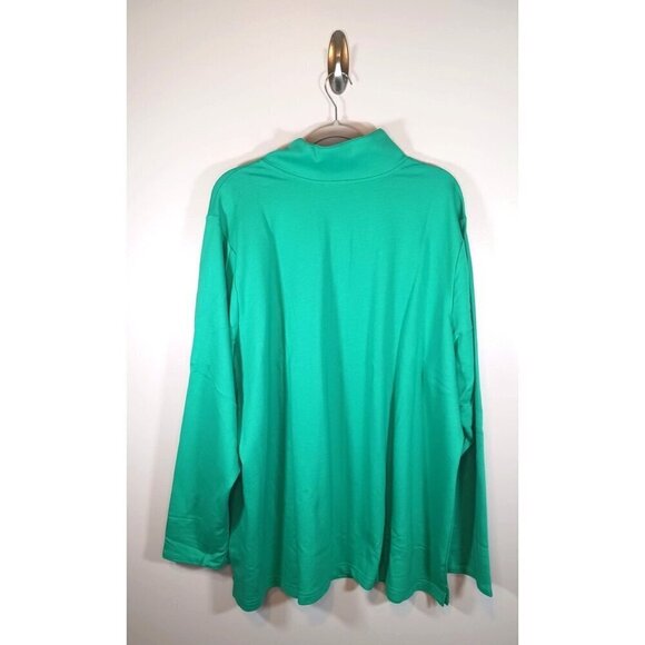 Quacker Factory Athleisure‎ Track Jacket Full Zip Green Gold Rhinestone  Size 3X - Picture 4 of 7